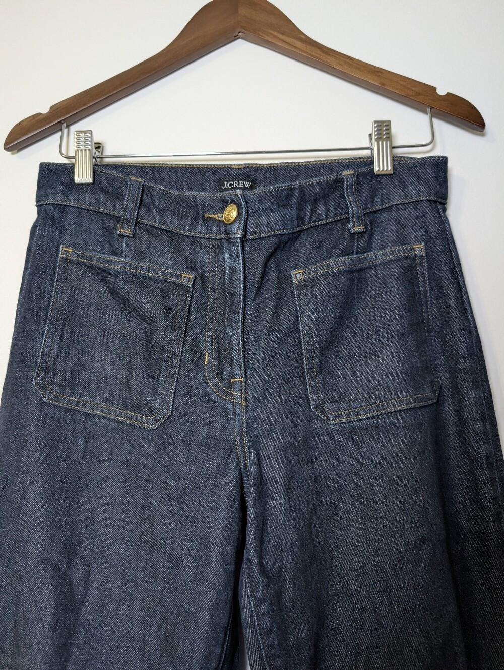 J.Crew High Rise Kickout Jeans 25 Dark Wash Sailor Patch Pocket Stretch Denim - Picture 4 of 7